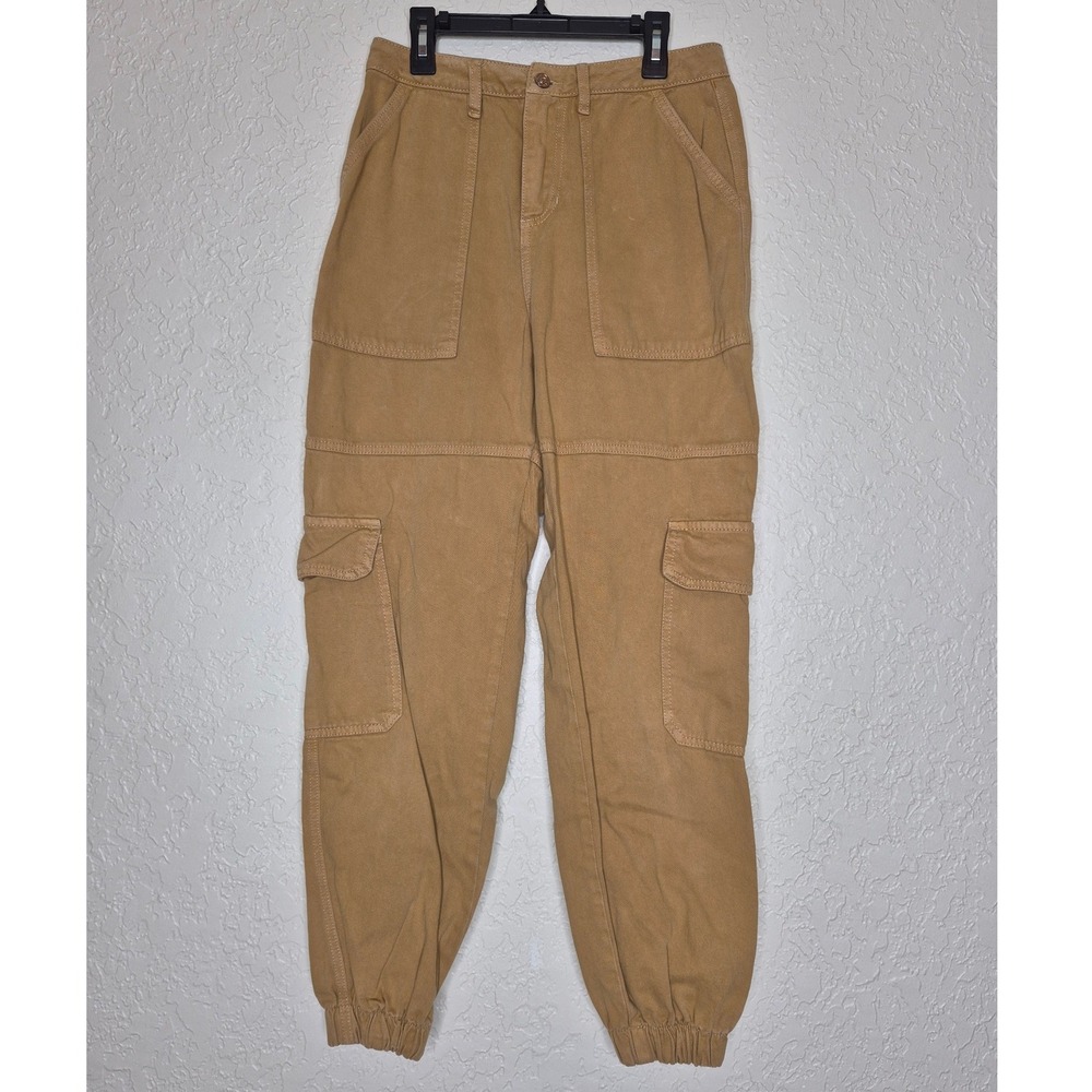 Kan Can Jeans Tan Khaki Cargo Joggers High Waisted Utility Pants Size 3 24854